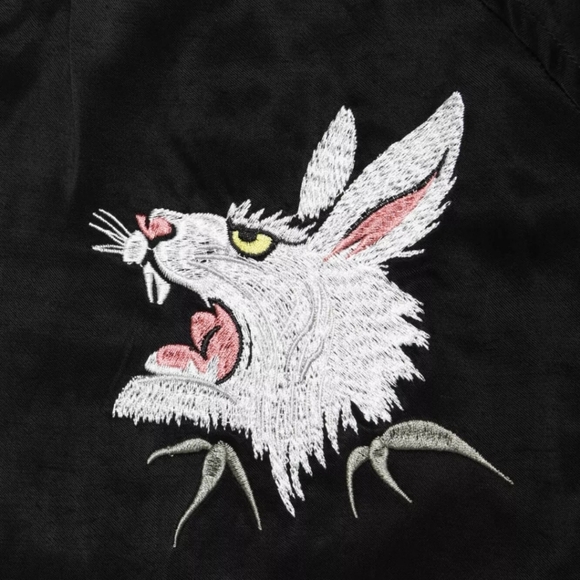 FR2 Rabbits Dragon Sukajan Embroidery Reversible Souvenir Jacket Japan Designer - Picture 4 of 11